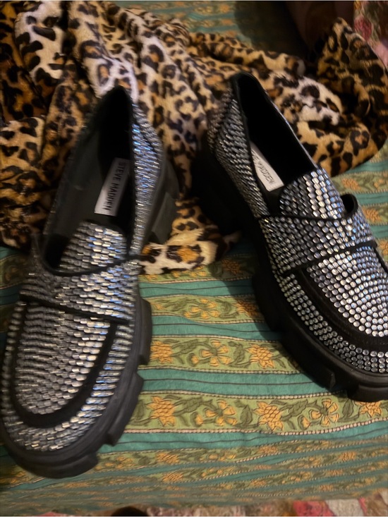 Steve Madden Shoes - Steve Madden Black Crystal-Studded Chunky Loafers